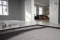 Tablet met berekening van renovatie; op de achtergrond: woningen